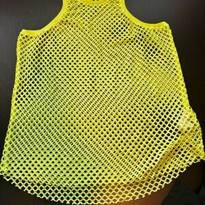 Women's Neon Yellow Mesh Swim Cover-Up tank top